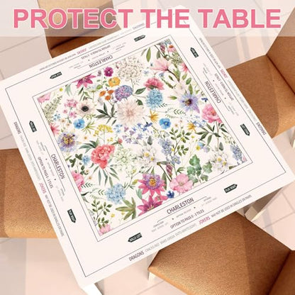 Tegeme Large Mahjong Mat 31.5 x 31.5 Inch Chinoiserie Flower Mahjong Mat | Anti Slip Game Rug for American Mah Jong Game Table Card Board Tile - size: 31.5" X 31.5", style: Floral
