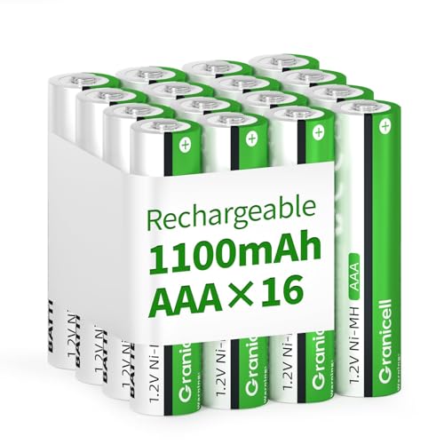 Granicell AAA Rechargeable Batteries 1100 mAh High Capacity 1300 Cycle,1.2V NiMH Low Self Discharge Triple AAA Battery,16 Pack - style: AAA-16