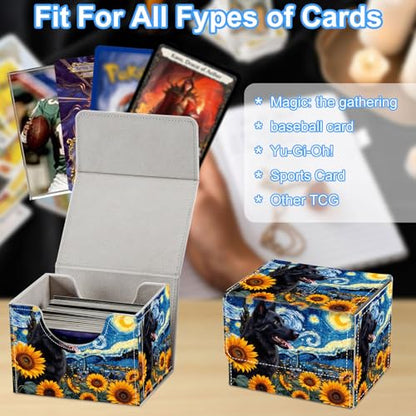 Dog in Starry Night Deck Box for MTG Commander | Holds 100+ Double-Sleeved Cards | Strong Magnetic TCG Card Case for Collectible Games - color: Dog in Starry Night