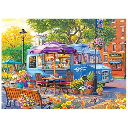 RoseArt Kodak Premium City Food Truck 1000 Piece Jigsaw Puzzle | 26.625" x 19.25" Finished Size, Fully Interlocking Pieces, Bonus Poster Included, Made in USA