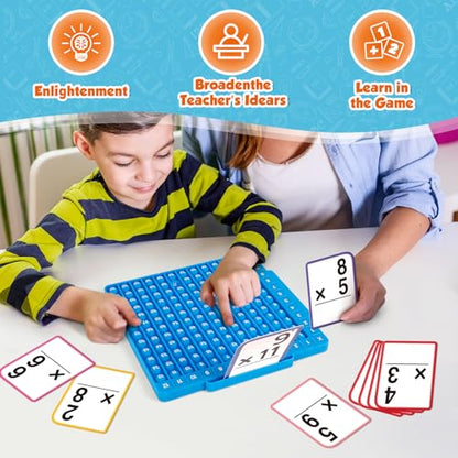 Torlam Multiplication Flash Cards + Math Board, Time Table Chart Flashcards for Kids Ages 6-12, 3rd-6th Grade Classroom Must-Have - style: Multiplication Flash Cards + Math Board