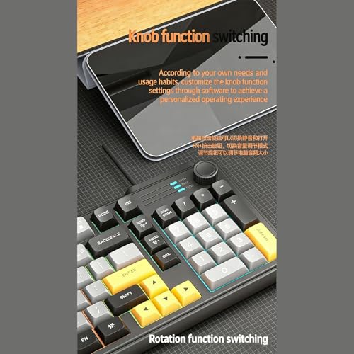 PUSOKEI Wired Gaming Keyboard, RGB Backlit Membrane Keyboard with Knob, Silent Anti Ghosting Keys, PBT Keycaps, Ultra Compact Ergonomic Keyboards for PC Laptop