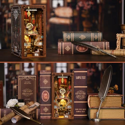 MiniCity Beyond Library Book Nook Kit, DIY Wooden Bookshelf Model with LED | Create a private library for display; LED, dust cover, glue/tools and guide included; 520 pieces, 8-10 hr build, ages 14+. - style: Beyond Library