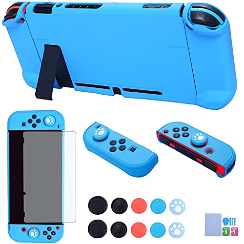Dockable Case for Nintendo Switch - COMCOOL 3 in 1 Protective Cover Case for Nintendo Switch and Joy-Con Controller with Screen Protector and Thumb grips - Sky Blue - color: Sky Blue