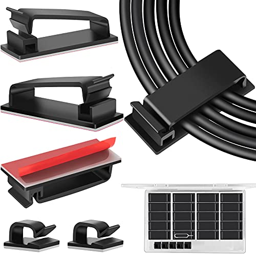50 PCS Black Cable Clips - Large Cord Organizers for Under Desk Cable Wire Management, Adhesive Holder Clips for Multiple Cord Management - color: Black, size: X-Large