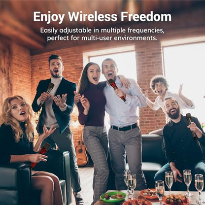 TONOR Wireless Microphones System with 4x10 Channels Cordless Handheld Microfono Inalambrico, UHF Mics with Stable Signal Transmission for Karaoke Singing Party Church Wedding 60 m/200ft Red - style: 4 Handheld Mics Grey&Red
