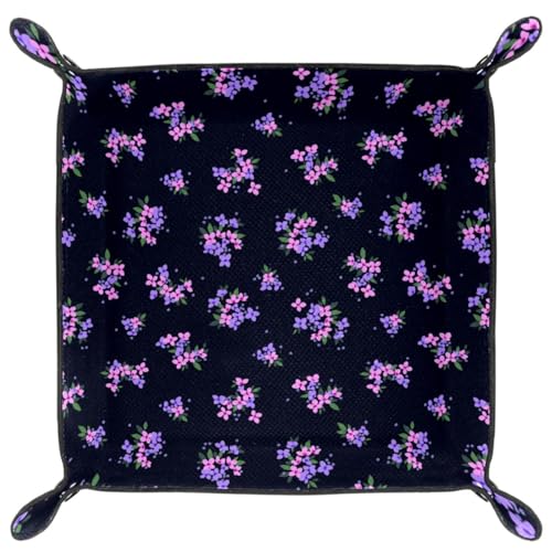 Floral Pattern Dice Tray PU Leather Dice Rolling Tray Folding Dice Holder for Dice Games, Like RPG, DND and Other Table Games - color: Multi 6