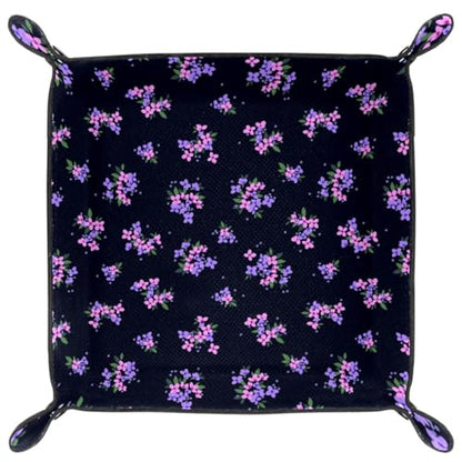 Floral Pattern Dice Tray PU Leather Dice Rolling Tray Folding Dice Holder for Dice Games, Like RPG, DND and Other Table Games - color: Multi 6