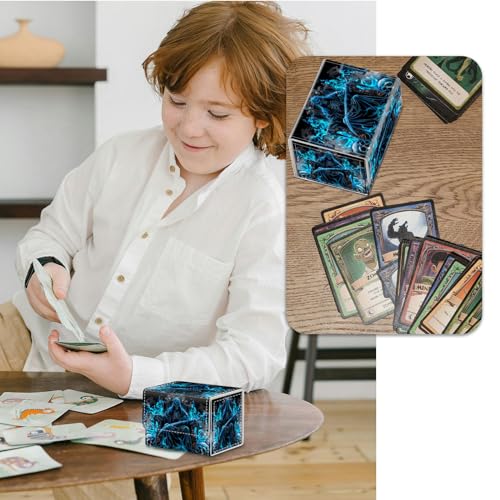 Strong Magnet Case Mtg Magic Deck Box Tcg Up to 200 Cards Creative Pattern Trading Card Storage Box for Collectible Card Games, Blue and Black Grim Reaper - color: Blue And Black Grim Reaper