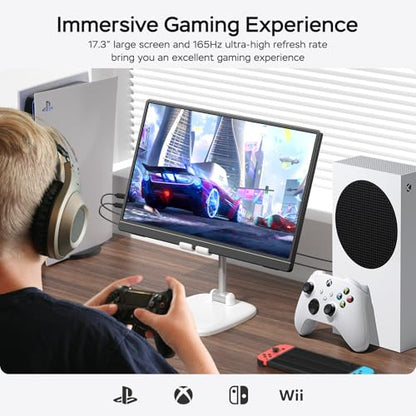 MNN 17.3" QHD 165Hz USB-C HDMI Gaming Monitor | 17.3" QHD 165Hz IPS 100% sRGB, USB-C/HDMI, kickstand, slim metal, travel gaming for PC/Phone/PS5/Xbox. - size: 17.3" 2.5K