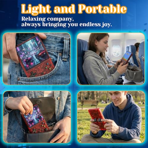 Upgrade S600 Retro Gaming Console, Anti-Slip Patterns Retro Handheld Game Console, 4.0 Inch 720x720 IPS Screen and 18,000+ Classic Games Retro Game Console for Gaming/Playdate/Party/Gift, Red 64G - style: Red 64G