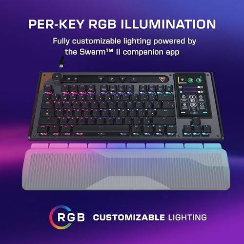 Turtle Beach Command Series KB7 TKL Wired Hall-Effect PC Gaming Keyboard | Touchscreen Command Display, Low-Profile Hall-Effect Switches, Double Shot PBT Keycaps, True 8K Polling, Per Key RGB, Black - style: KB7 Keyboard