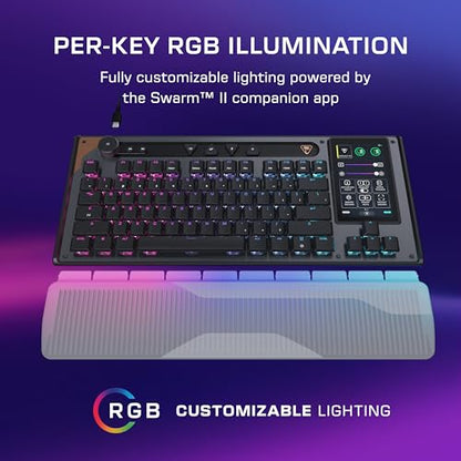 Turtle Beach Command Series KB7 TKL Wired Hall-Effect PC Gaming Keyboard | Touchscreen Command Display, Low-Profile Hall-Effect Switches, Double Shot PBT Keycaps, True 8K Polling, Per Key RGB, Black - style: KB7 Keyboard