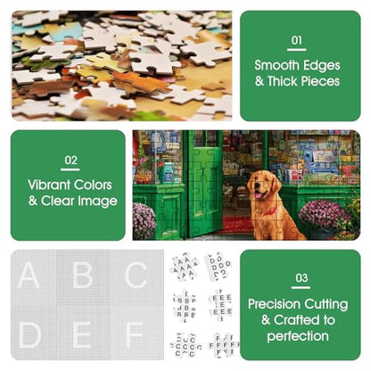 500 Piece Dog Puzzle for Adults – Pet Shop Jigsaw Puzzle 500 Pieces for Adults Seniors – Eco-Friendly Recycled Paper – Fun & Challenging Family Game Gift for Friends and Family (20.5 x 15 in) - style: Pet Shop