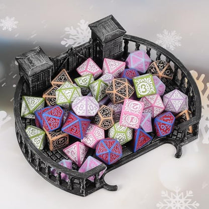CiaraQ Polyhedral Dice Set - DND Role Playing Dice | Acrylic RPG Dice for Dungeons and Dragons MTG Table Games, Multi-Color, 42pcs - color: Red/Pink/Black/Green/Purple