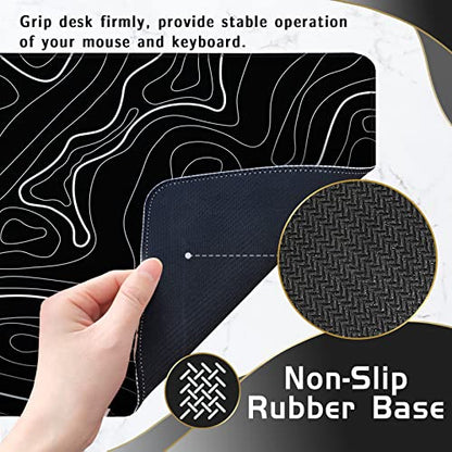 UJoowalk Topographic Gaming Mouse Pad, Large, Black and White, 31.5 x 11.8 in - color: Topographic Black, size: 11.8x31.5''