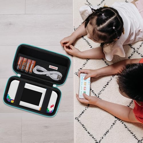 Supmay Hard Travel Case for My Arcade Atari Pocket Player Pro, Portable Video Game System Handheld Game Protection Case with Mesh Pocket for Batteries and USB-C Cable, Green - color: Green+Black