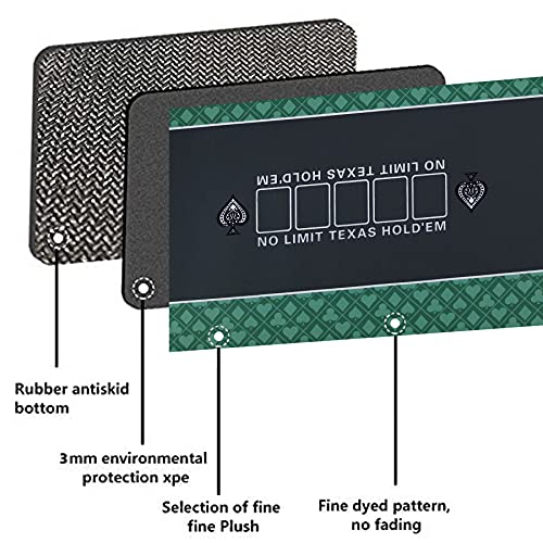 70 x 35 Inch Texas Hold'em Poker Mat for Table, Portable Poker Table Top with Smooth Premium Surface, Noise Reduction, and Carrying Case for Professional Poker Games Casino Games - color: 70 X 35 Inch Oval Green