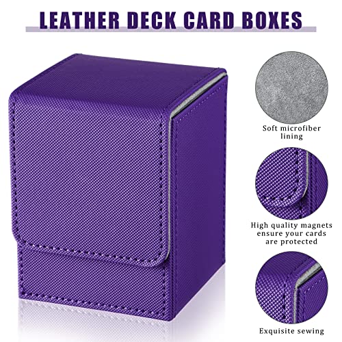 Yookeer 4 Pieces Leather Deck Card Boxes Cards Deck Game Box for Collectible Playing Card Box Compatible with MTG Commander(White, Black, Purple, Yellow,Vertical) - color: White, Black, Purple, Yellow, style: Vertical