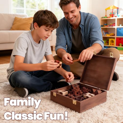 Wooden Brain Teaser Puzzles for Adults - Brain Teaser Puzzles with Wooden Box 3D Puzzle Game Toys for Adults Teens - Unlock Interlocking Puzzle Adults Teens IQ Education Smart Toys - color: Style G