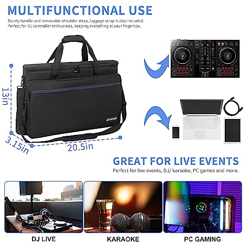 AKOZLIN Padded DJ Controller Mixer Bag Fit For Pioneer Flx 4 DDJ DJ Lite SB 2 3 SB2 SB3 DJ 400 DJ RB Gig Travel Shoulder Bag 20.5”×3.15”×13” - size: 20.5”×3.15”×13”