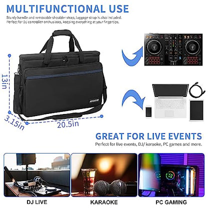 AKOZLIN Padded DJ Controller Mixer Bag Fit For Pioneer Flx 4 DDJ DJ Lite SB 2 3 SB2 SB3 DJ 400 DJ RB Gig Travel Shoulder Bag 20.5”×3.15”×13” - size: 20.5”×3.15”×13”