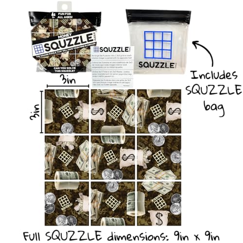 Squzzle Puzzle Brain Teaser | Screen-Free Mind Game | Great for Classrooms & Travel, Collect All Designs (Money (Travel Pouch))