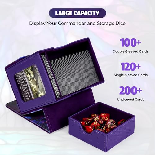 Katomula Card Deck Box for MTG Commander, Trading Cards Case Holds 100 Double-Sleeved Cards with Commander Display and Dice Tray-Swamp - style: Swamp