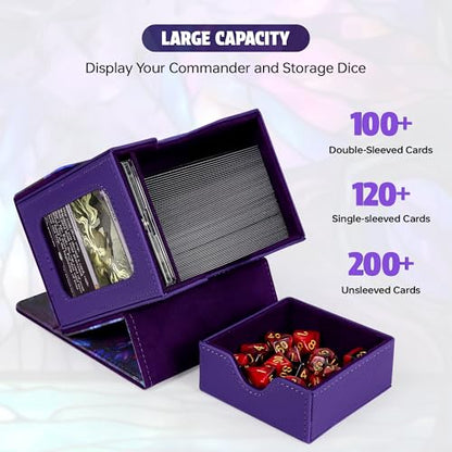 Katomula Card Deck Box for MTG Commander, Trading Cards Case Holds 100 Double-Sleeved Cards with Commander Display and Dice Tray-Swamp - style: Swamp