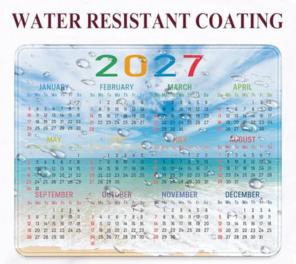 2027 Beach Calendar Mouse Pad, Suitable for Office and Gaming Scenarios | High Density Smooth Surface, Anti Slip Rubber Bottom Stable And Not Displaced, Exquisite Lock Edge Wear-Resistant And Durable - color: Beach Calendar