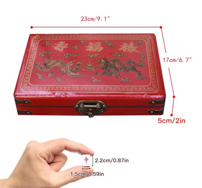 Chinese Mahjong Toy Set, Classic Board Game 144 Tiles Set with a Wooden Box asy-to-Read Game Set Travel Mahjong Set Portable Size and Light Weight