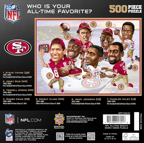 MasterPieces 500 Piece Sports Jigsaw Puzzle for Adults - NFL San Francisco 49ers All-Time Greats - 15x21 - style: San Francisco 49ers