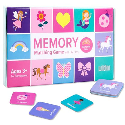 Wildkin Memory Matching Game – 18 Educational Pairs for Toddlers & Preschool - Enchanted - style: Enchanted