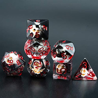UDIXI DND Skull Polyhedral Dice Set, Skull D&D Dice for Role Playing Games | Velvet Storage Bag, DM Gift, for Dungeons and Dragons Tabletop Games Board Games - color: Skull Black