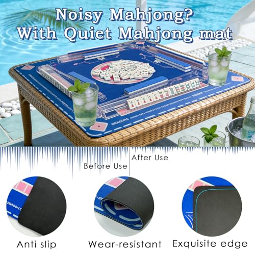 GUJYUYIF166Pcs American Mahjong Tiles Set with Mat, Racks and Accessories - color: Blue