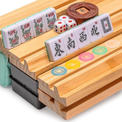 Yellow Mountain Imports American Mahjong Tiles, “Seabreeze” - 166 Melamine Pieces with Chinese Characters, Western Letters & Numerals, Tiles-Only Set - color: Seabreeze