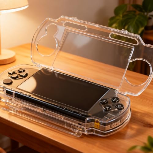 Transparent Hard Case for PSP 2000 3000, Clear Crystal Shell Cover with Screen Protector, Shockproof Protective Housing Replacement for PSP Slim Console, Gaming Collector Display