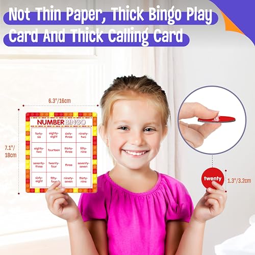SpriteGru Number Bingo Game, Number 1-100 Bingo Board Game Learn & Count to Read 2 Versions Number Recognition Game for Kids 5-12, Perfect for Classroom & At Home - style: Number Bingo Game