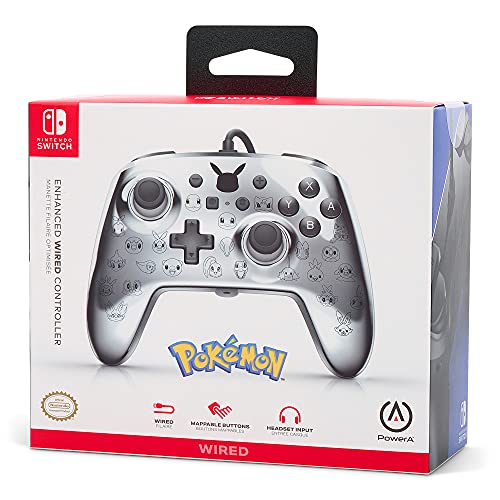 PowerA Enhanced Nintendo Switch and Switch 2 Wired Controller - Pikachu Black & Silver, Officially licensed - color: Pikachu Black & Silver