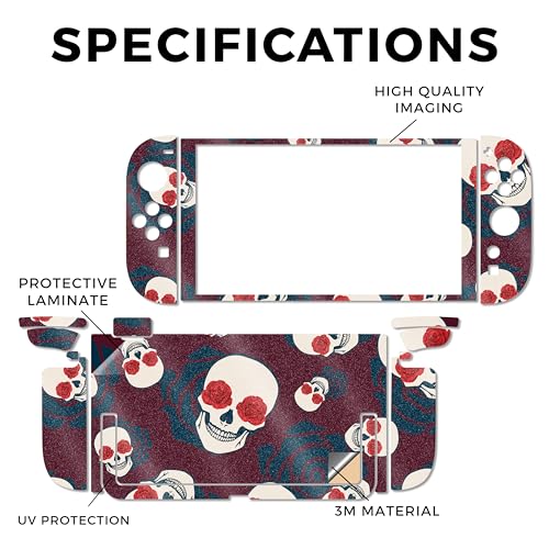Glossy Glitter Gaming Skin Compatible with Nintendo Switch 2 Console Only - Skulls N Roses - Premium 3M Vinyl Protective Wrap Decal Cover - Easy to Apply | Crafted in The USA by MightySkins - color: Skulls N Roses, size: Switch 2 Console Skin Only, style: