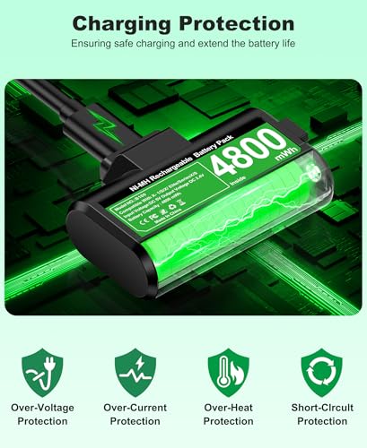 CYOYPPY Rechargeable Xbox Controller Battery Pack for Xbox- Series X|S, 2 x 4800mWhBatteries Pack Play and Charge Kit USB-C Charging Cable/4 Covers - style: Play & Charge Kit Black