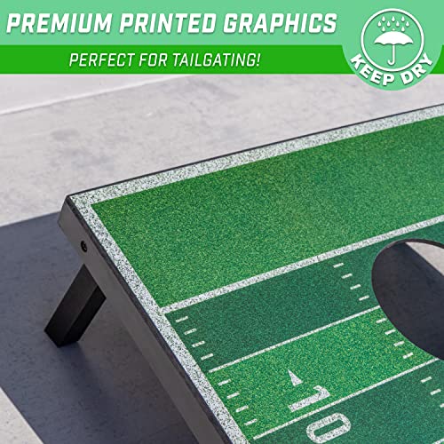 GoSports Portable Cornhole Sets, 8 Styles – Choose 4 x 2 ft or 3 x 2 ft - Boards Include 8 Bean Bags, Travel Case, and Game Rules - style: 3 x 2 ft Football