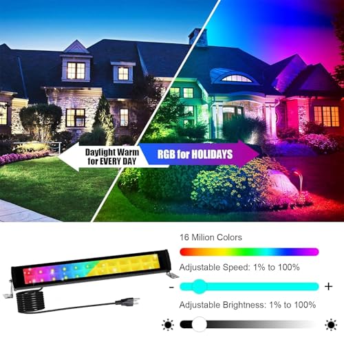 50W 2.4G Remote Control RGB Wall Washer Light, 3000K Warm Light, RGB Light bar with Remote Control & APP Control, for Birthday Party, Garden Lighting, Wall Display, Hotel, Building - size: 50W RGB&3000K*1