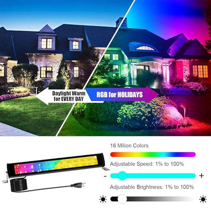 50W 2.4G Remote Control RGB Wall Washer Light, 3000K Warm Light, RGB Light bar with Remote Control & APP Control, for Birthday Party, Garden Lighting, Wall Display, Hotel, Building - size: 50W RGB&3000K*1