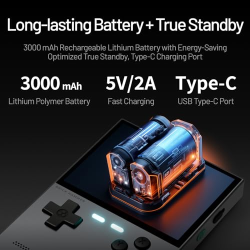 TRIMUI Brick Hammer Retro Handheld Game Console – Metal CNC Aluminum Alloy Body, 3.2" IPS Screen, 8GB Storage, Expandable to 1TB, Built-in 3000mAh Battery Silver-64G - style: Silver-64G