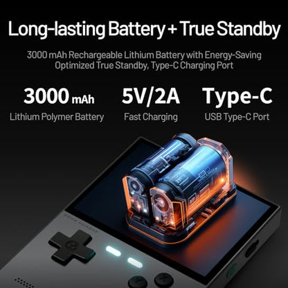 TRIMUI Brick Hammer Retro Handheld Game Console – Metal CNC Aluminum Alloy Body, 3.2" IPS Screen, 8GB Storage, Expandable to 1TB, Built-in 3000mAh Battery Silver-64G - style: Silver-64G