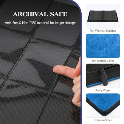 Trading Card Binder, 9 Side Loading Pocket Card Album Hold Up to 540 Cards, Zipper Binder for Cards Collection, TCG Card Holder for Game Card, Sports Card, Yugioh, MTG etc. (Light Blue) - color: Light Blue