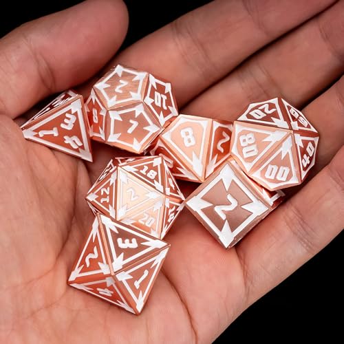 UDIXI Metal D&D Dice Set RPG DND Dice Set for Tabletop Game (Rose Gold) | 7-Pieces, Lozenge Pattern, Zinc Alloy Material, Gorgeous Gift Case, DM Gift, for Dungeons and Dragons Role Playing Games - color: Rose Gold