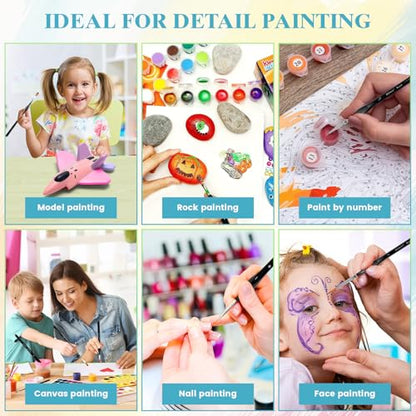 12pcs Miniature Paint Brushes Drybrush Set with Triangular Handles | Detail Paint Brushes for Acrylics, Watercolor, Figurines Model, Face Painting, Piant by Number Kit for Adults