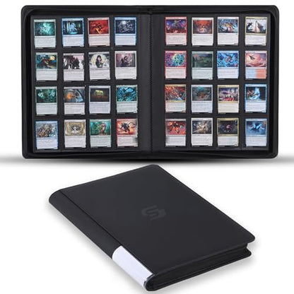Snekdy premium 1024-pocket trading card binder, 16-pocket cards album, waterproof PU-leather Cover album with side loading, holds gaming, baseball, basketball & sports cards (Black) - color: Black
